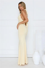Chic Spark Halter Maxi Dress Yellow