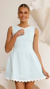 Aceline Mini Dress - Blue/White