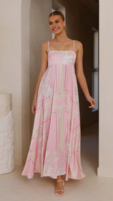 Kaethe Maxi Dress - Pink/White