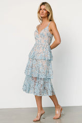 Giavanna Tiered Midi Dress | Dusty Blue