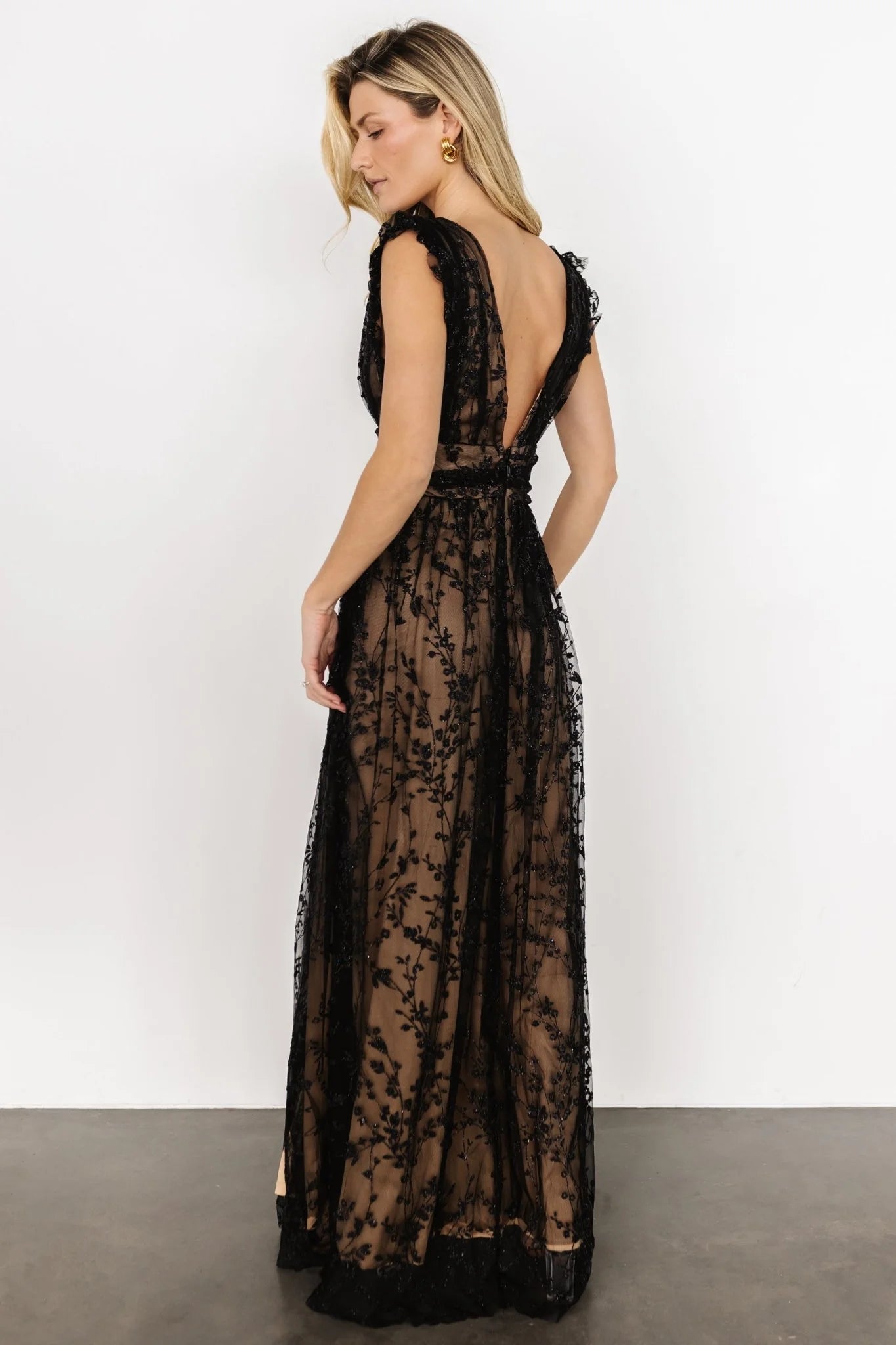 Arlene Shimmer Gown | Black + Nude