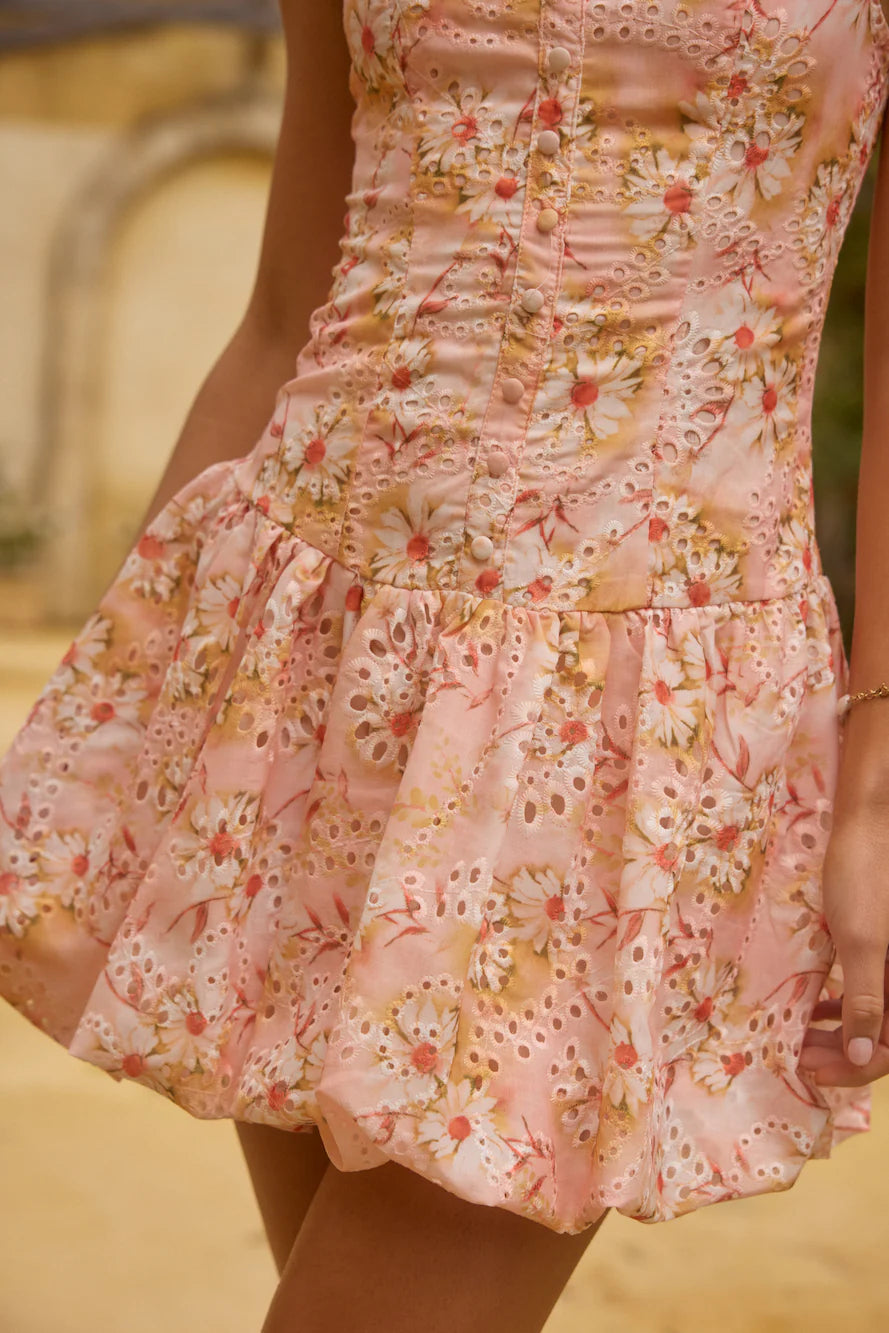 Heavenly Drift Floral Mini Dress Pink