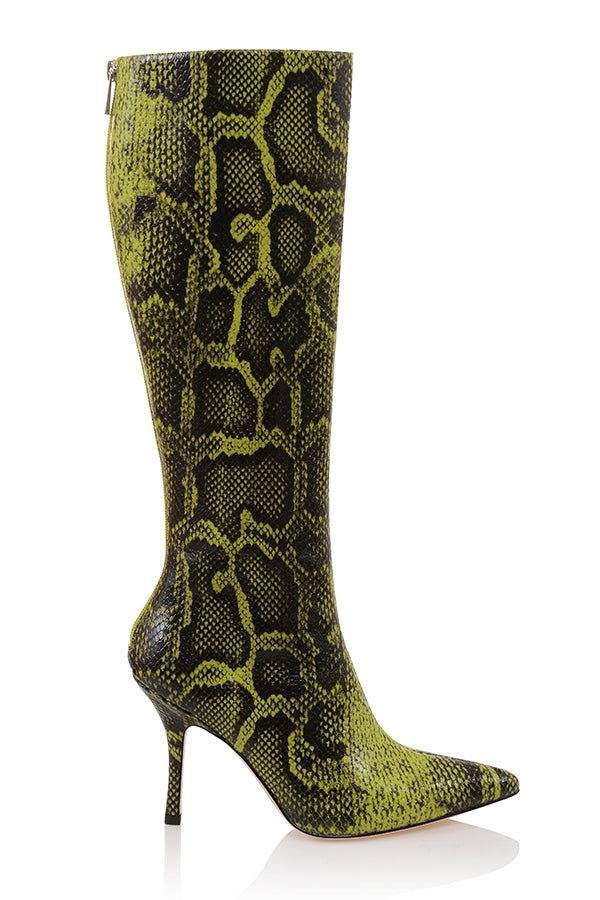 Royale-Green Print Knee High Boots - SALE