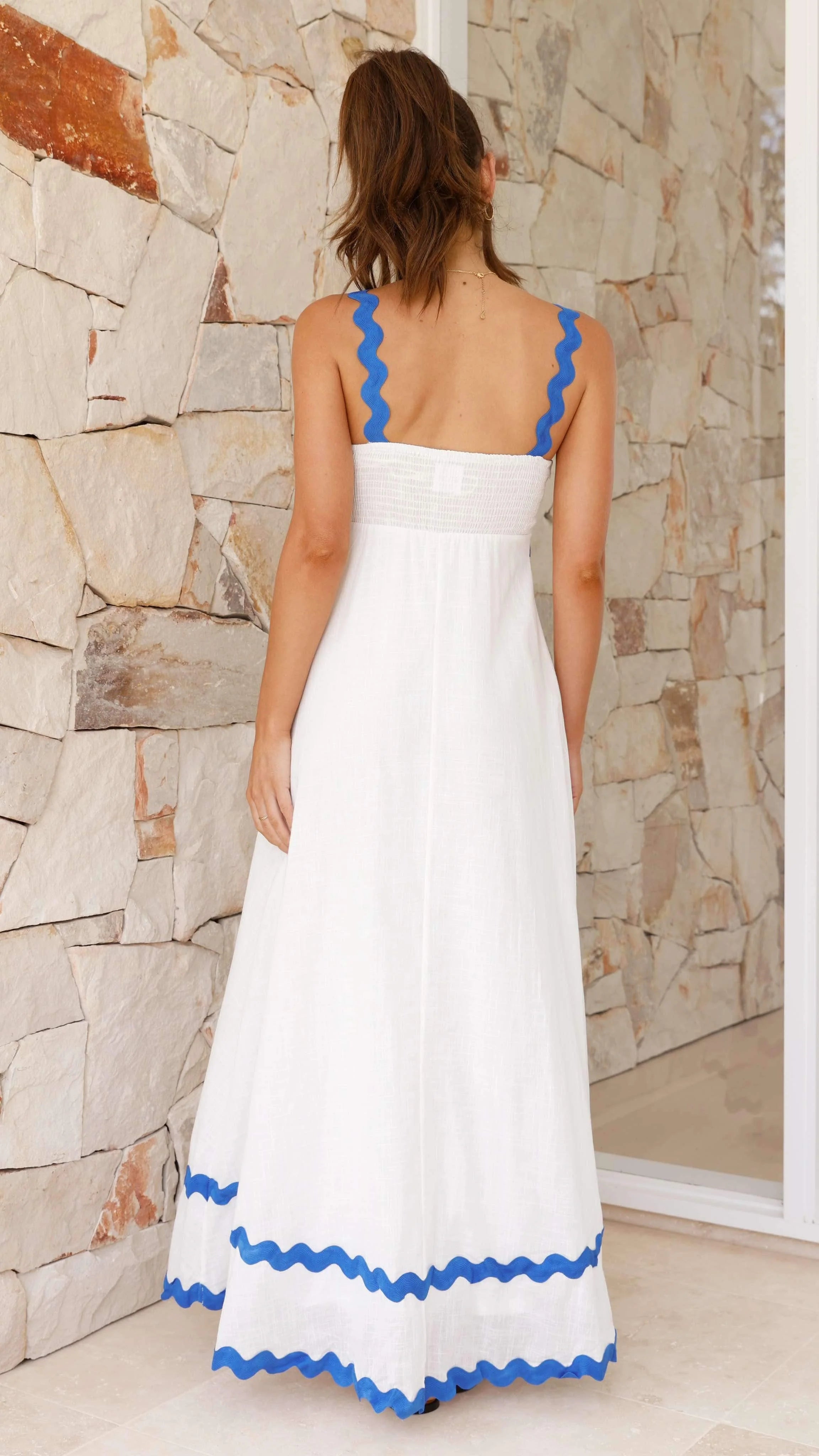 Daleyza Maxi Dress - White / Blue