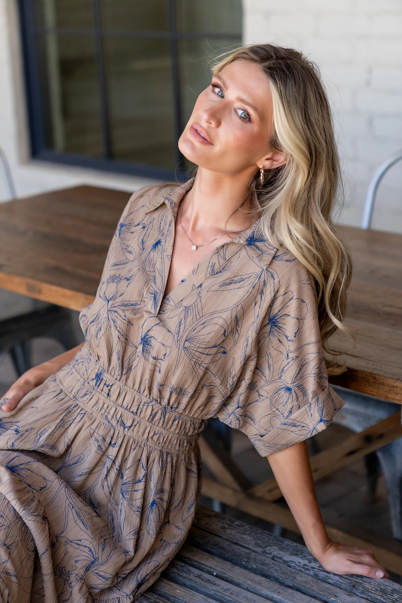Hedda Tiered Maxi Dress | Natural + Blue Floral