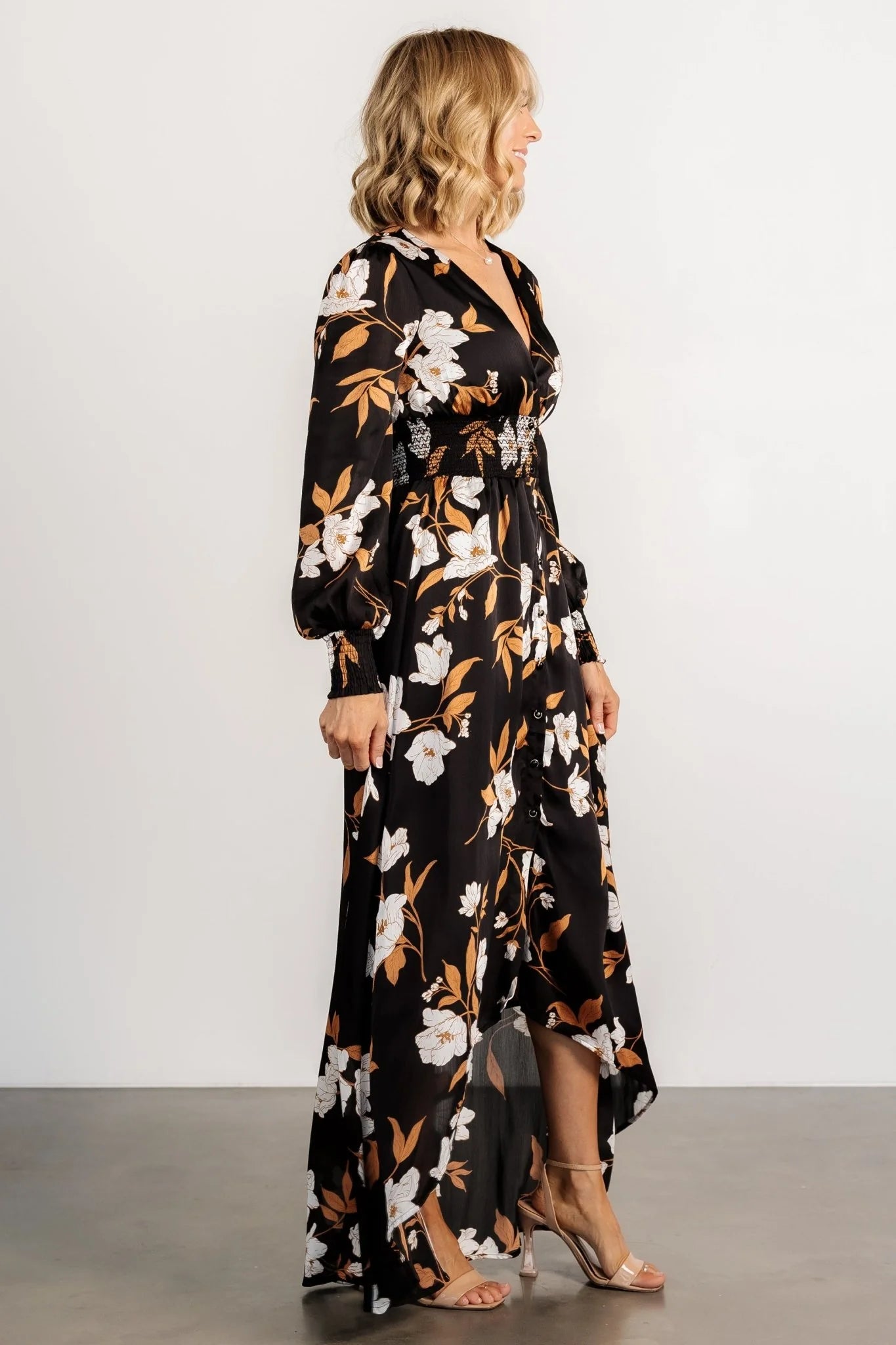 Mayfair High Low Maxi Dress | Black Floral