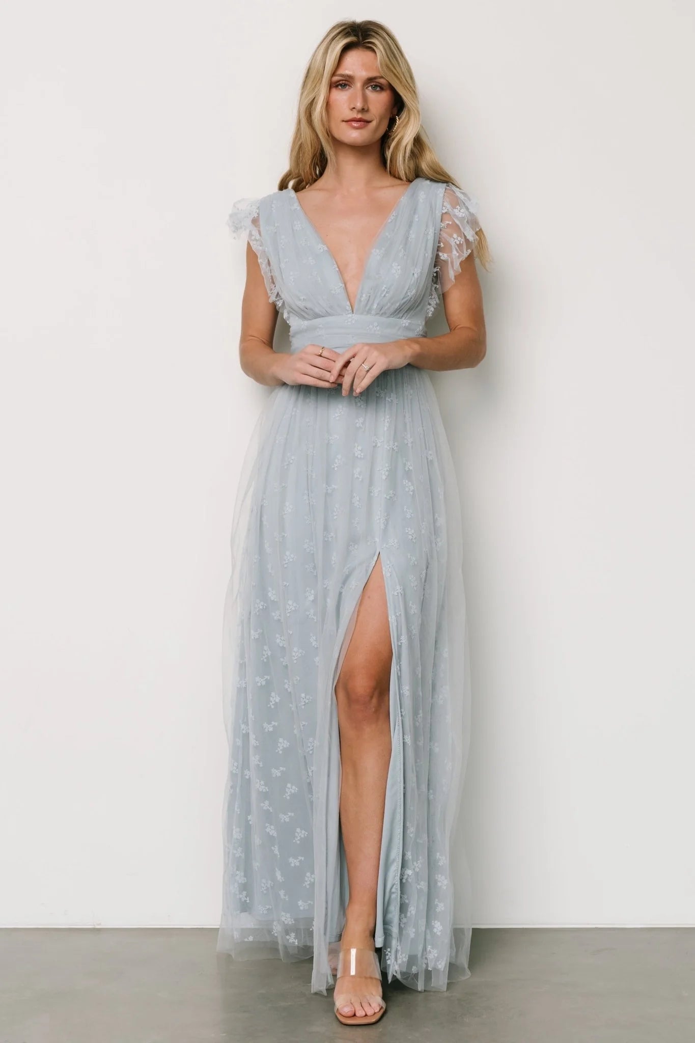 Caterina Tulle Maxi Dress | Light Blue