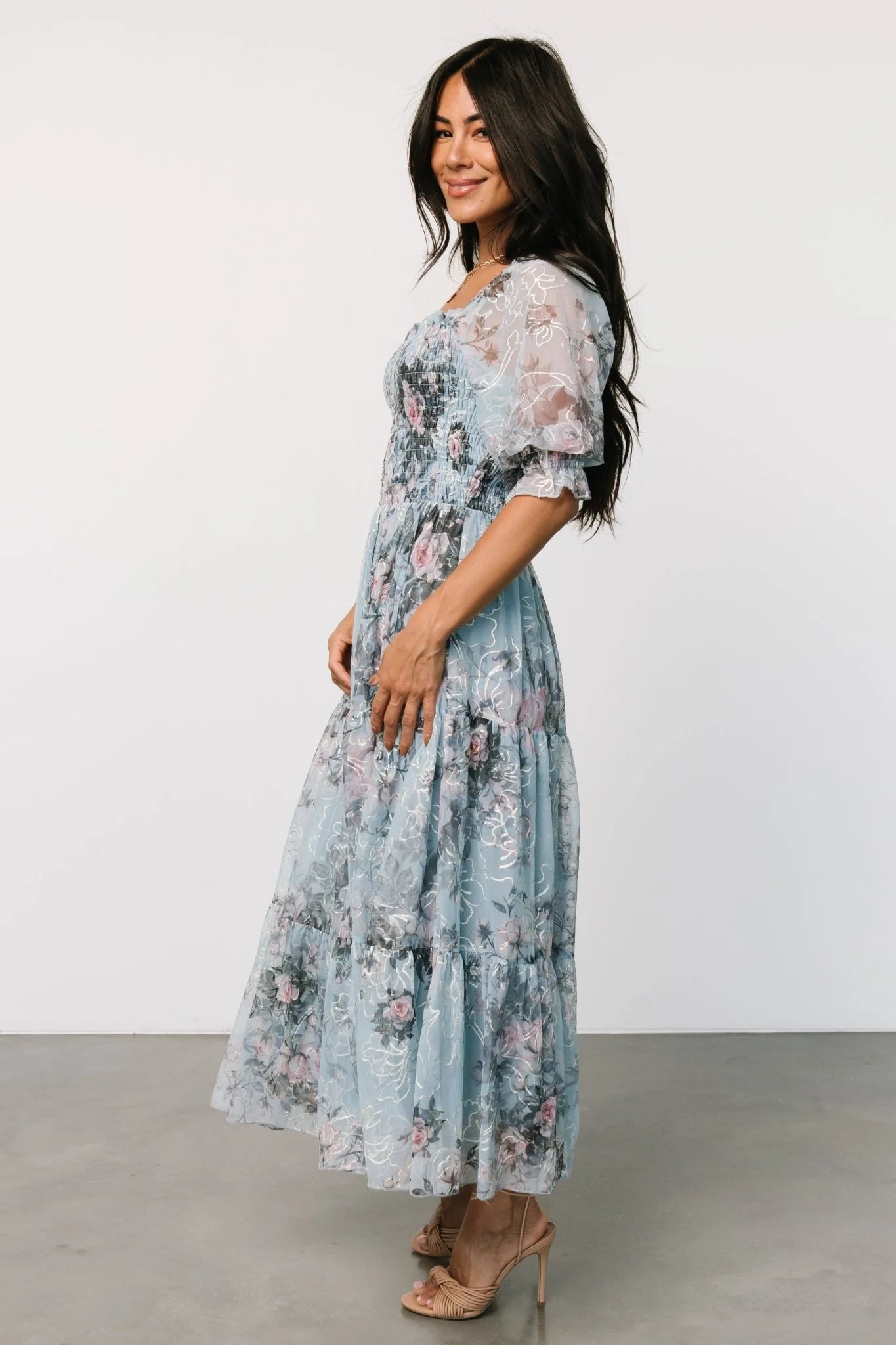 Fabian Jacquard Midi Dress | Light Blue Multi