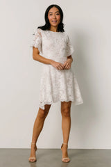 Aasha Lace Short Dress | Off White