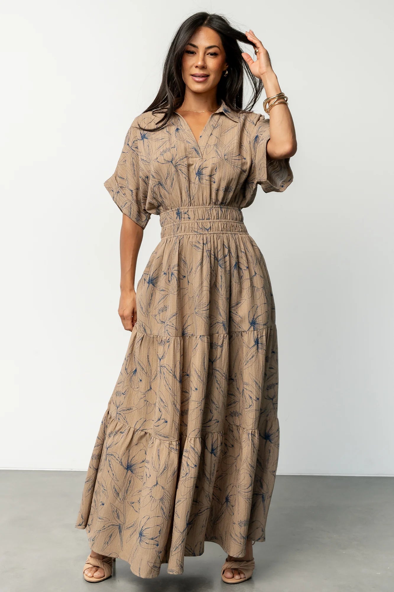 Hedda Tiered Maxi Dress | Natural + Blue Floral