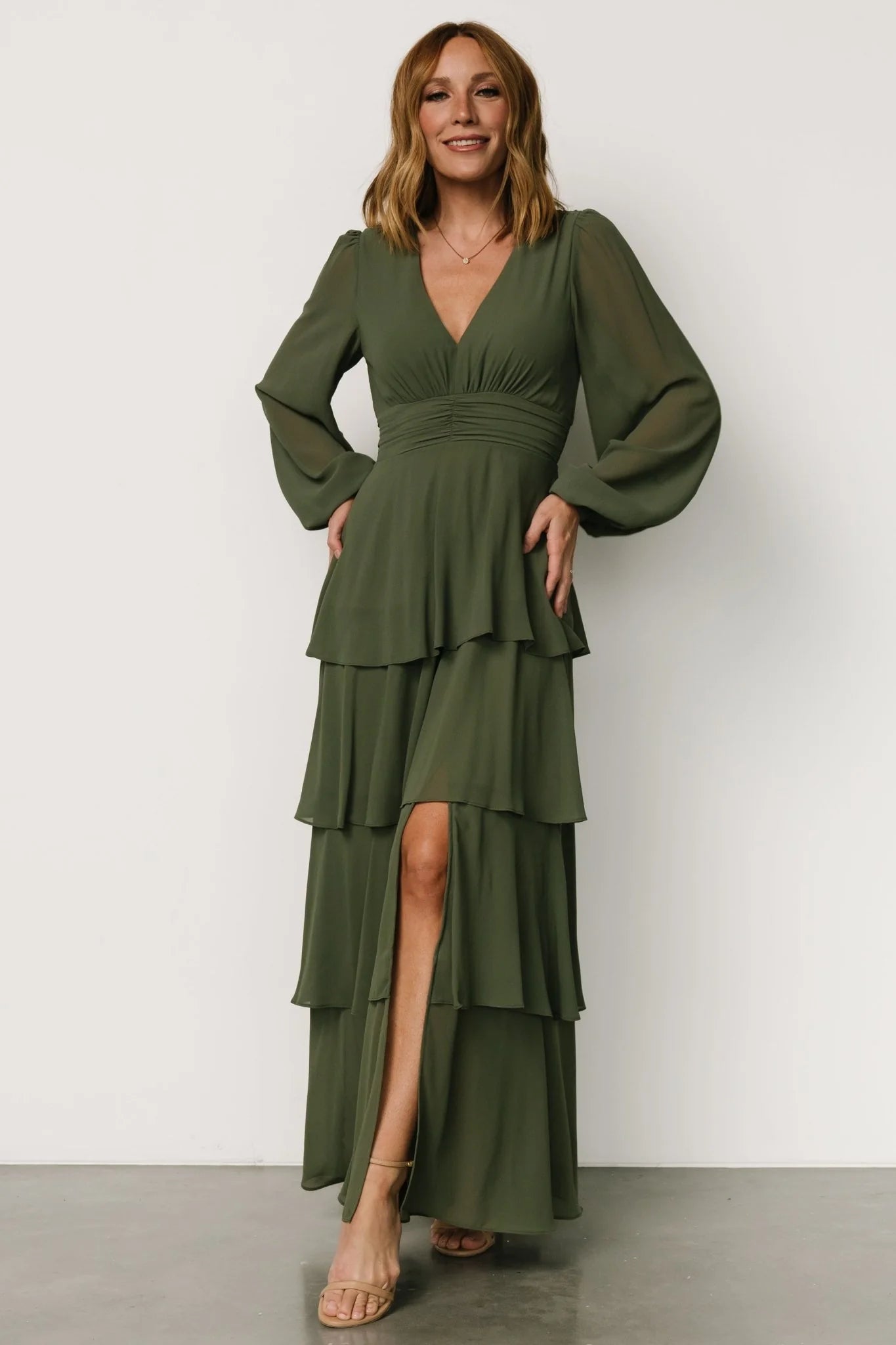Mariella Tiered Maxi Dress | Dark Sage