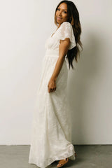Evelyn Smocked Maxi Dress | Off White