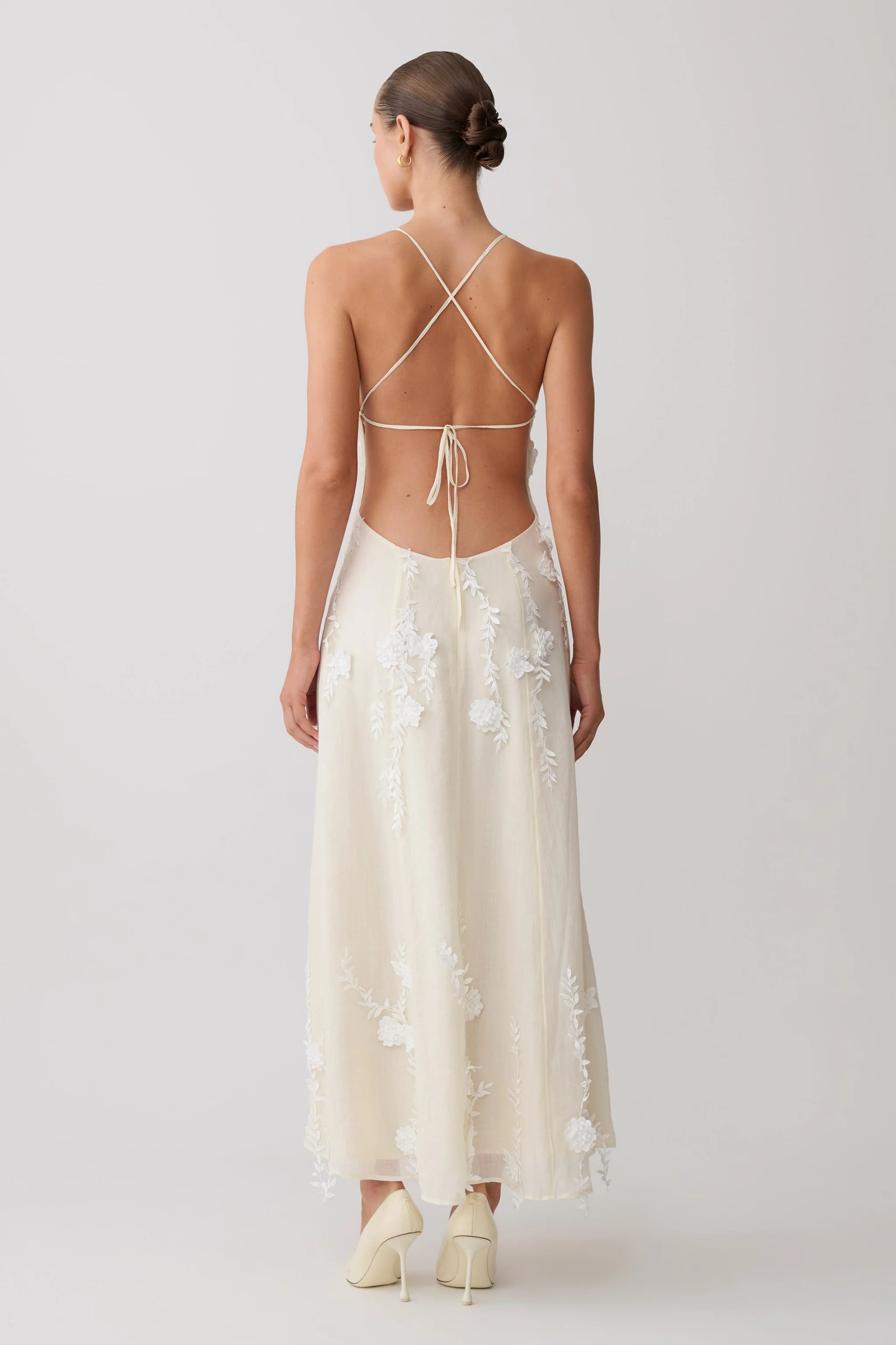 Floral Lace Midi Dress - Buttermilk