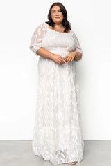 Paloma Smocked Feather Maxi Dress | Off White