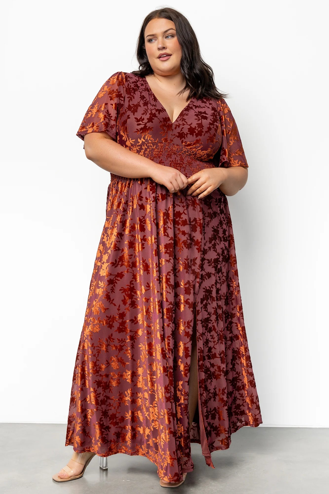 Veronica Velvet Maxi Dress | Rust