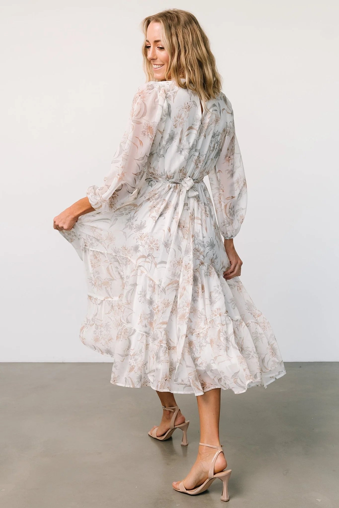 Raven Midi Dress | Off White Floral