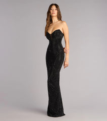 Kasey Rhinestone Plunge Mermaid Formal Dress