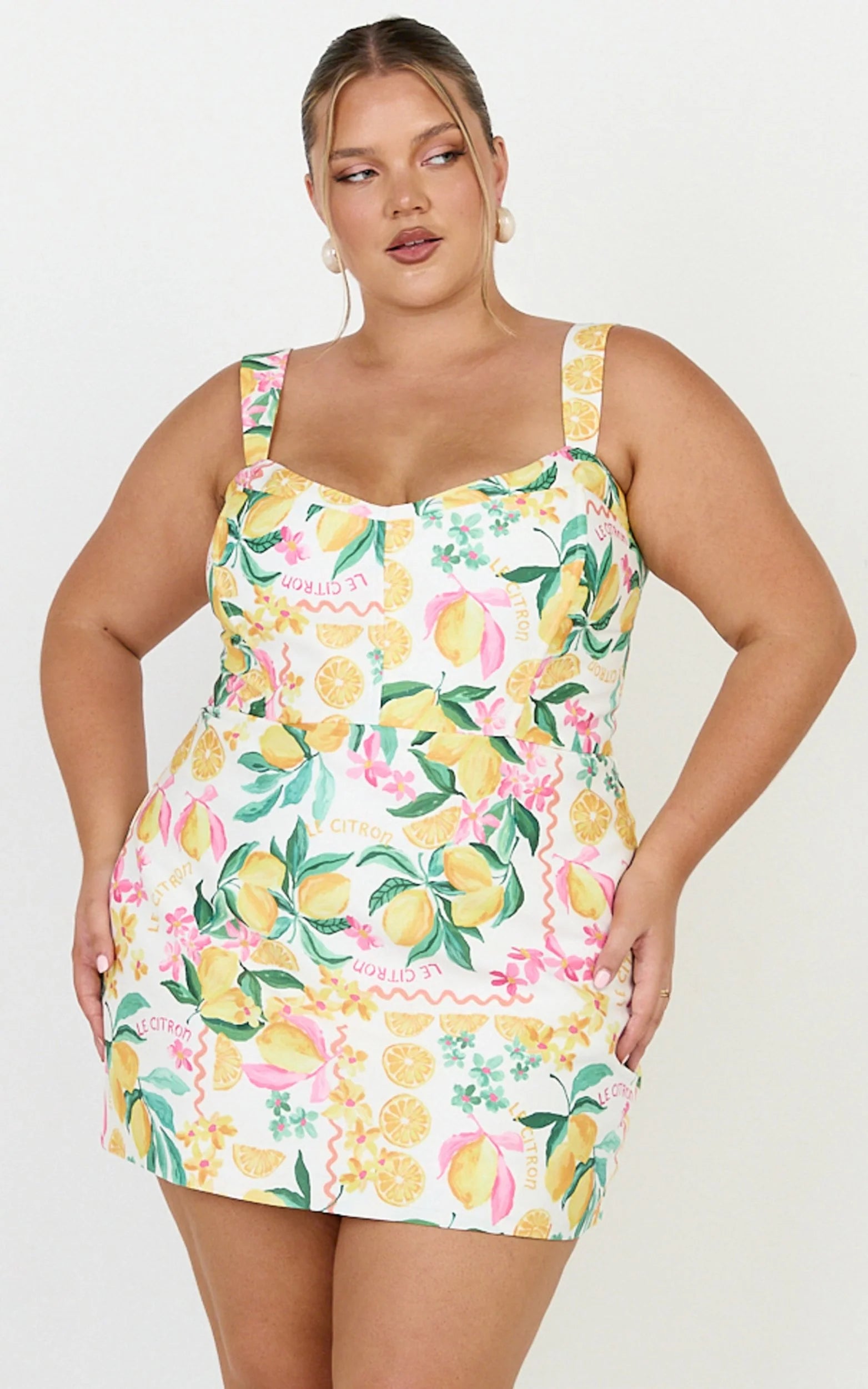 Square Neckline Dress in Le Citron