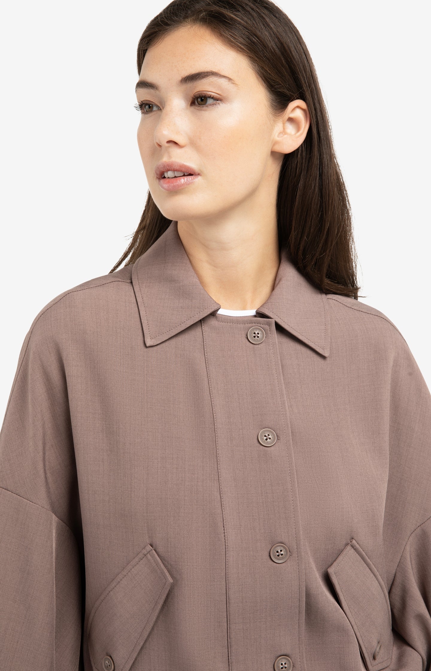 Blouse jacket with adjustable waistband and pockets